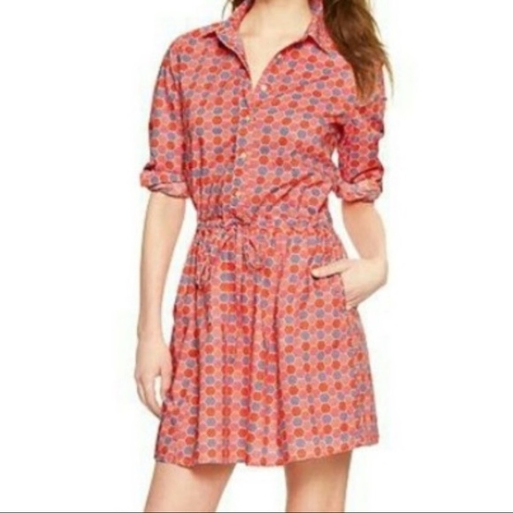Gap Rolled Sleeve Geometric Print Dress Sz XS
